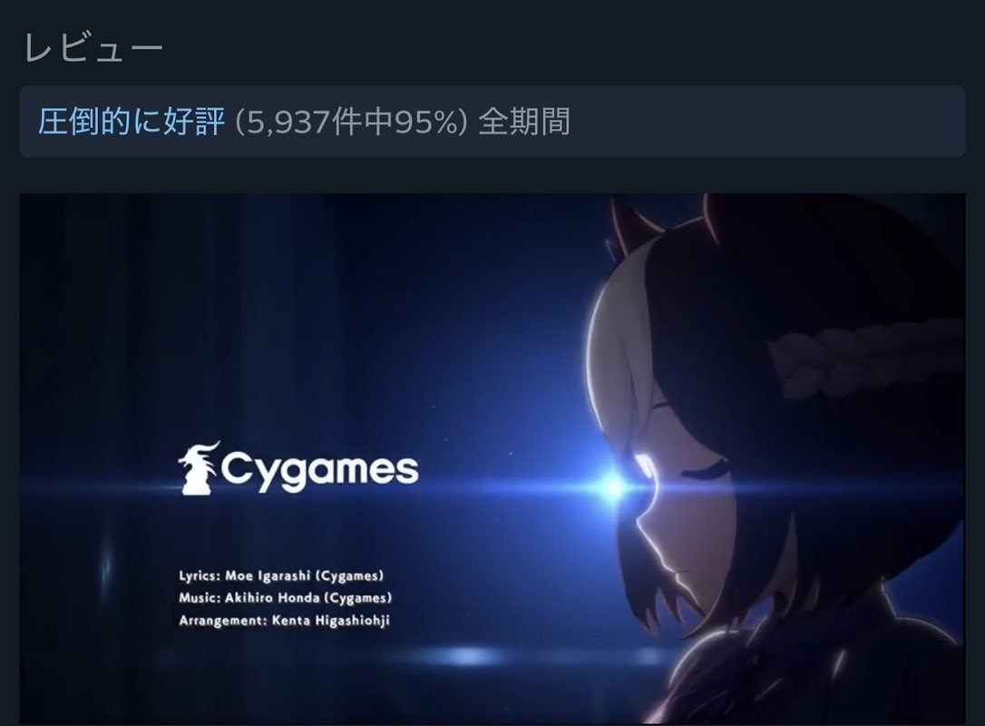 【ウマ娘】Steam版ウマ娘、好評が95％！